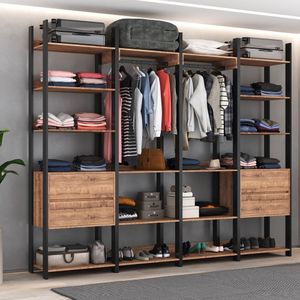 Guarda Roupa Casal 4 Gavetas 2 Cabideiros M120 Preto/Solanum
