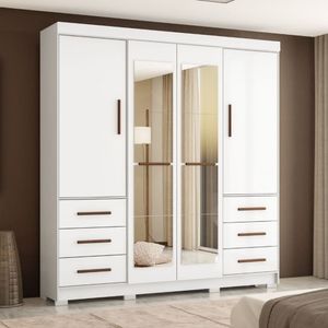 Guarda Roupa Casal 6 Gavetas Estrela Mapi Móveis Branco