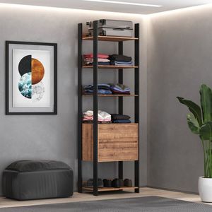 Estante 2 Gavetas 5 Prateleiras M116 Preto/Solanum