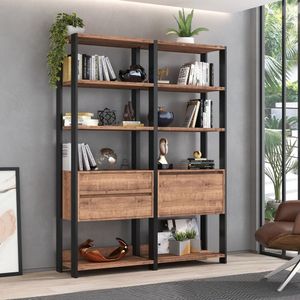 Estante 1 Porta 2 Gavetas 8 Prateleiras M111 Preto/Solanum