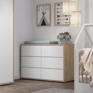 Cômoda Infantil 6 Gavetas 139Cm Wood Divicar Branco Treviso