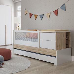 Berço Multifuncional Cama Auxiliar Cômoda 2 Nichos Branco