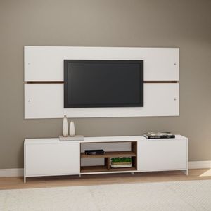 Rack Painel Tv 65'' 2 Portas 3 Nichos 200Cm Branco