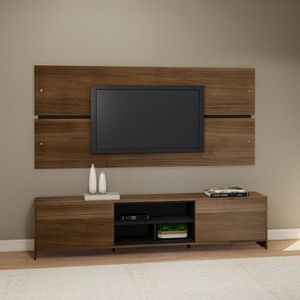 Rack Painel Tv 65'' 2 Portas 3 Nichos 200Cm Preto