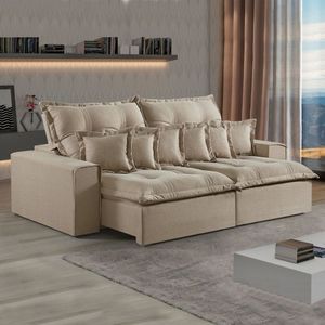 Sofá Retrátil E Reclinável 290Cm M144 Linho/Bege