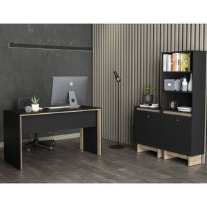 Conjunto Office 1 Mesa 135Cm 1 Balcão 1 Estante Preto