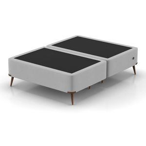 Base Box Casal 138X188X45Cm Usb Dupla Montreal Cinza