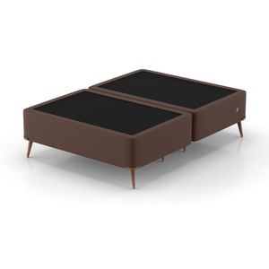 Base Box Casal 138X188X45Cm Usb Dupla Montreal Marrom