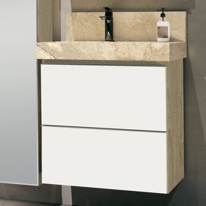 Gabinete Banheiro 57Cm Sem Lavatório Blu Bumi Wood/Branco