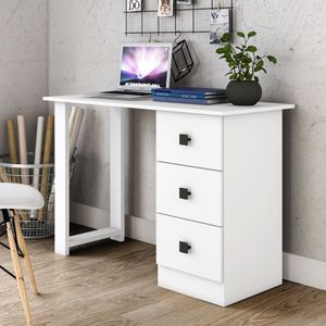 Escrivaninha 110Cm 3 Gavetas Msm 436 Movelbento Branco