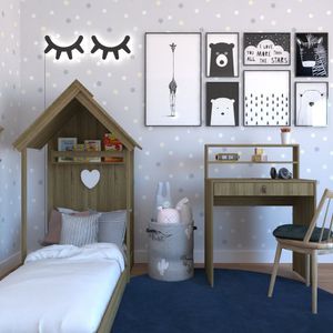 Conjunto Infantil Cama Escrivaninha Bramov Carvalho Mel