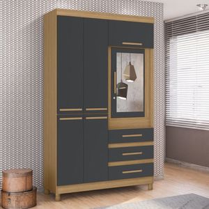 Guarda Roupa Solteiro 6 Portas Fusion Nature/Titanium