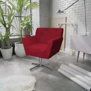 Poltrona Base Giratória De Metal Lauren Maranata Esfofados Vermelho