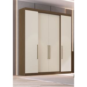 Guarda Roupa Casal 4 Portas 4 Gavetas Berlim Edez Nogueira/off White
