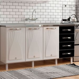 Balcão De Cozinha Aço Triplo Star New Telasul Preto