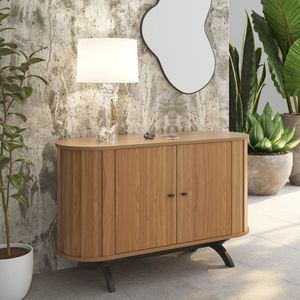 Buffet Aparador Curvo 130cm 2 Portas Dalla Costa Freijó/preto Fosco