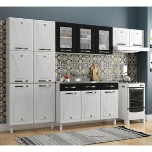 Cozinha Completa 14 Portas 2 Gavetas 3 Vidros Star New Telasul Preto