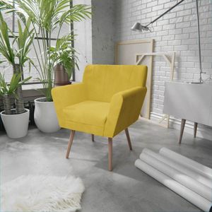 Poltrona Pés Palito Lauren Maranata Móveis Amarelo