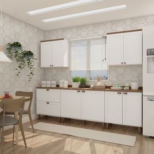 Cozinha Completa 5 Peças 3 Balcões 2 Armários Aéreos Iluminata Genialflex Branco/ébano