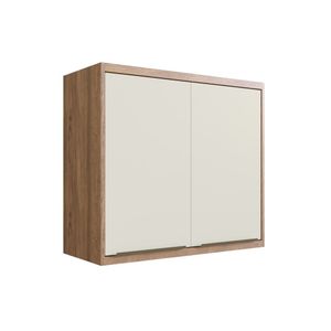 Armário Aéreo Para Cozinha 80cm 2 Portas Viena Edez Louro Freijó/argila