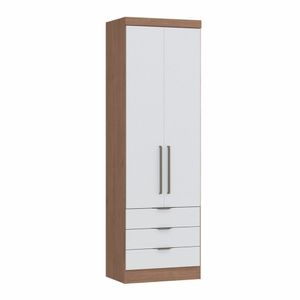 Guarda Roupa Modulado 2 Portas 3 Gavetas Infinity Móveis Castro Macadâmia/branco Line