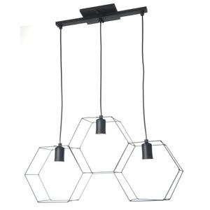 Pendente Aramado Hexágono 1803 Para 3 Lâmpadas Pantoja & Carmona Preto
