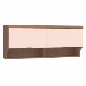 Armário Aéreo Ponte Modulado 2 Portas Infinity Móveis Castro Macadâmia/blush Line