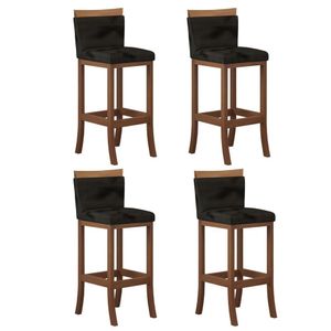 Conjunto 4 Banquetas Alta Em Madeira Maciça Paris Ccs Preto/pinhão