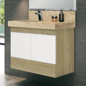 Gabinete Para Banheiro Suspenso Tn 77 Bumi Móveis Wood/branco