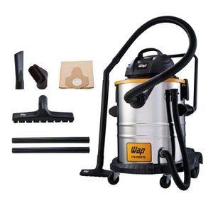 Aspirador De Pó E água Potente 50l 1600w Wap Gtw Inox 50 127v Com Rodinhas Extensores Longo Alcance Prata