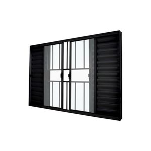 Janela Veneziana Abertura Central Exclusiva 6 Folhas Grade Vidro Liso 100x150cm Crv Portas E Janelas