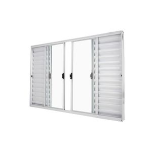 Janela Veneziana Abertura Central Exclusiva 6 Folhas Vidro Liso 100x200cm Crv Portas E Janelas Branco