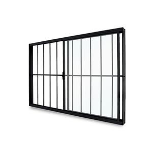Janela De Correr Abertura Direita Exclusiva 2 Folhas Grade Vidro Liso 100x100cm Crv Portas E Janelas Preto