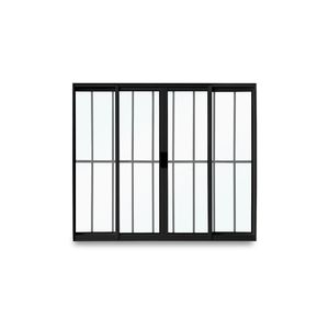 Janela De Correr Abertura Central Exclusiva 4 Folhas Grade Vidro Liso 100x100cm Crv Portas E Janelas Preto