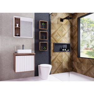 Gabinete Para Banheiro 60cm 1 Porta 1 Gaveta Alice Darabas Agardi Branco