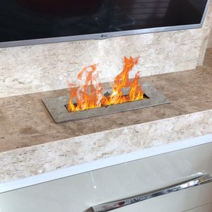 Lareira Ecológica Embutir 40cm De Abertura Da Chama Saro Cinza