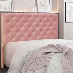 Cabeceira Casal 140cm Veludo Tânia Spezzia Rosa