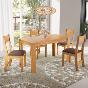 Conjunto Para Sala De Jantar Com 4 Cadeiras Cloe Viero Mel/marrom
