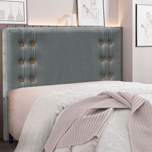 Cabeceira King 195cm Veludo Genova Spezzia Cinza