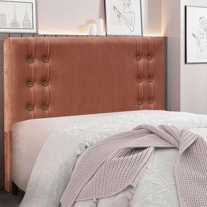 Cabeceira Casal 140cm Veludo Genova Spezzia Cobre
