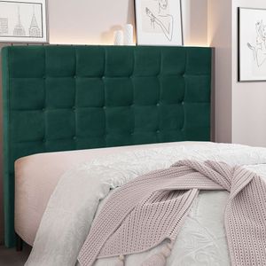 Cabeceira Casal 140cm Veludo Verona Spezzia Verde Floresta