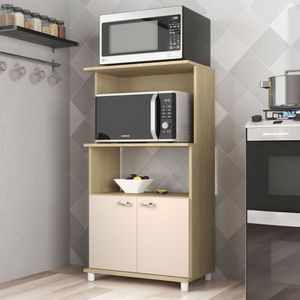 Armário Multiuso De Cozinha 2 Portas Dallas Móveis Sul Carvalho/off White