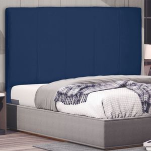 Cabeceira Solteiro Estofada Suede 90cm Ravenna Spezzia Azul Marinho