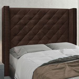 Cabeceira Solteiro 90cm Suede Vicenza Spezzia Café