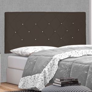 Cabeceira Suspensa Casal 140cm Suede Tânia Spezzia Café