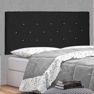 Cabeceira Suspensa Queen 160cm Suede Tânia Spezzia Preto