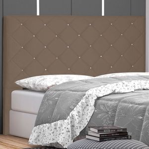 Cabeceira Casal 140cm Em Suede Tânia Spezzia Caramelo