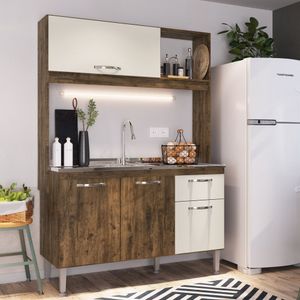 Cozinha Compacta 4 Portas 1 Gaveta 1 Nicho Katy Irm Móveis Itaúba/off White