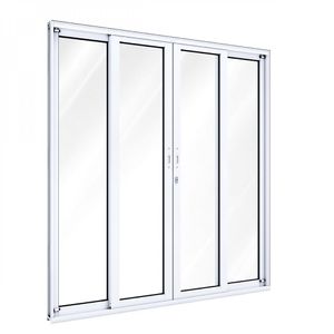 Porta De Alumínio De Correr 2 Folhas Fixas 2 Folhas Móveis 215x200 Lucasa Branco