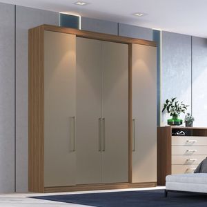 Guarda Roupa Casal 4 Portas Edez Nogueira/fendi